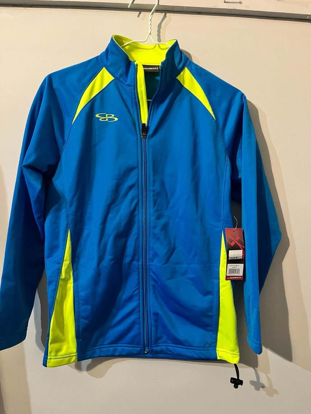 009-0115 Boombah Youth Full Zip Athletic Jacket Blue and Neon Green